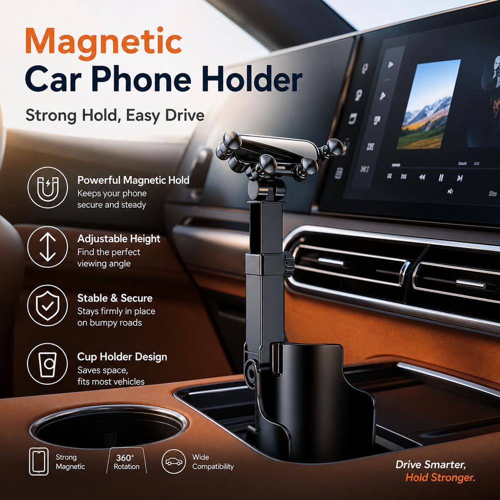 Car Cup Holder Expander - Supporto per telefono 2 in 1