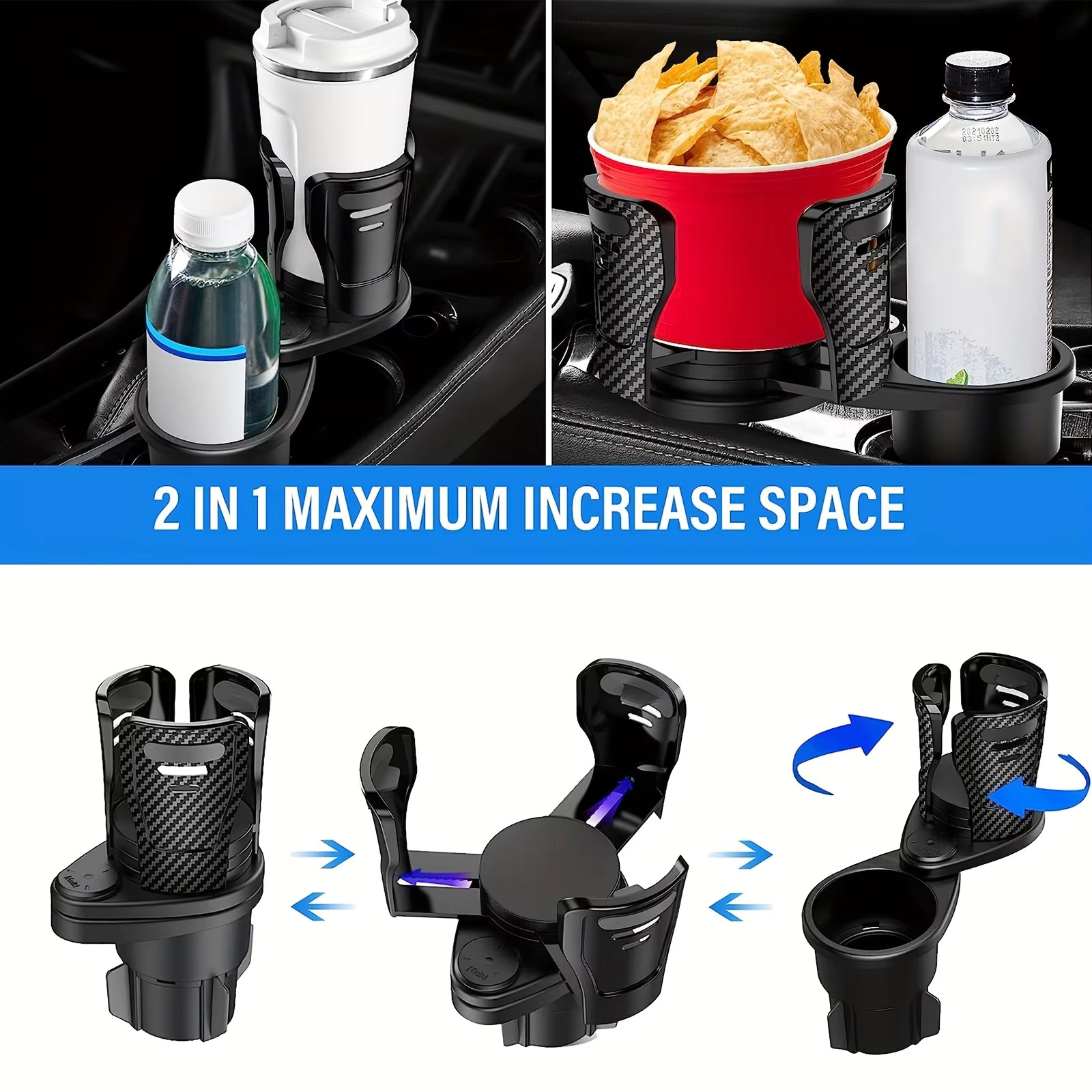 Car Cup Holder Expander - Portabicchieri Doppio Regolabile per Auto con